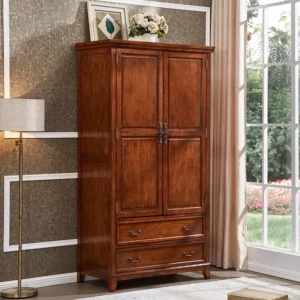 Brown Wooden Luxury Wardrobe Hanging Storage