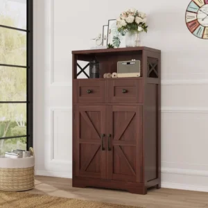 Exquisite Wooden Dark Brown Storage Cabinet