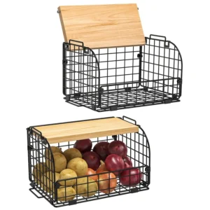 Set Stackable Wire Basket with Openable Top